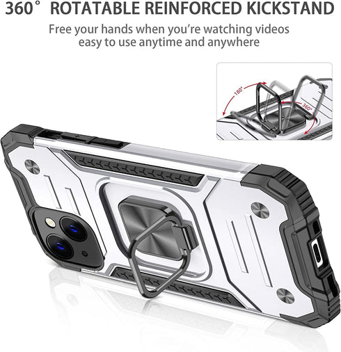 Shockproof Phone Case with Ring for iPhone 13 Military-Grade Drop Protection-Embedded Ring-360° Metal Kickstand Anti-Scratches Cover Support Magne...