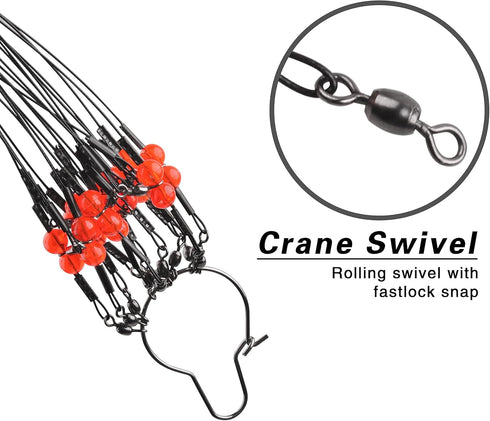 Saltwater Fishing Wire Leader Fishing Leaders with Swivels Snaps Stainless Steel Sulf Fishing Rigs Fishing Gear Tackles for Lures Bait Hooks...