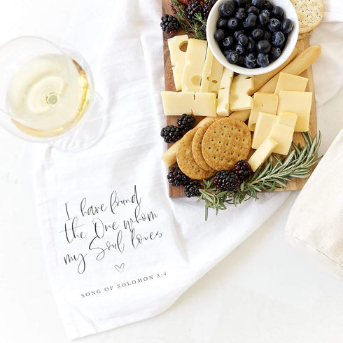 The Cotton & Canvas Co. I Have Found The One Whom My Soul Loves, Song of Solomon 3:4 Scripture, Bible, Religious, Soft and Absorbent Tea Towel, Fl...
