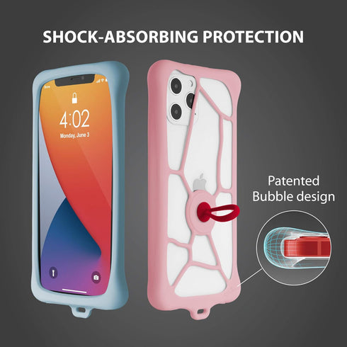 BONE? Lanyard Phone Bubble Tie 2, Universal Phone Anti-Shock Bumper Case, Adjustable Neck Strap w/Phone Ring Holder for Apple iPhone 12, Samsung G...