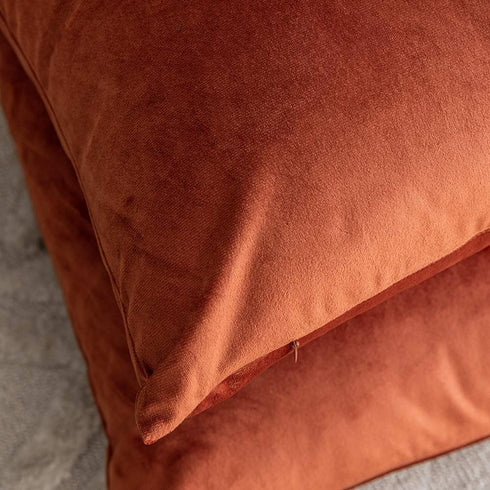 Set of 2 Comfortable Velvet Throw Pillow Cases Decorative Solid Cushion Covers for Sofa Couch and Bed - 18"x18", Rust...