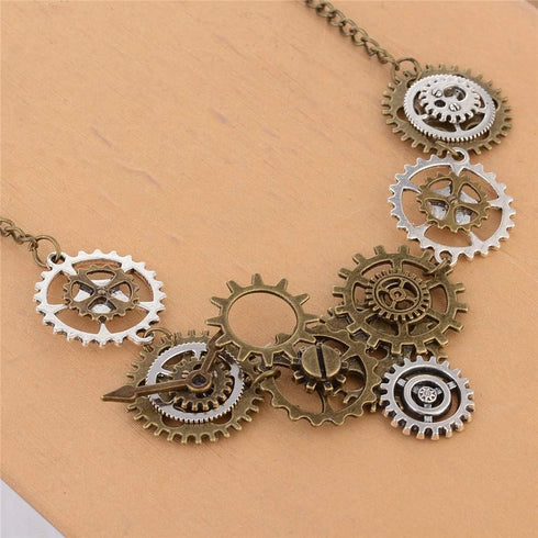 Steampunk Clock Necklace Choker Vintage Steam Punk Gears Sweater Chain Necklace Steampunk Accessories for Women Men...