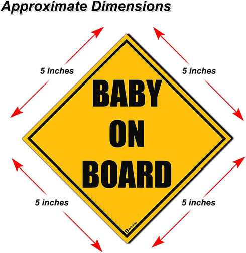 Zento Deals 2 Pack of Baby on Board Reflective Bright Yellow Magnetic Signs for Car - Best Safety Sign Accessories for Cars 5’’ by 5’’...