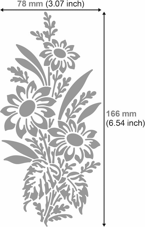 Aleks Melnyk No.273 Metal Stencil, Sunflower in a bouquet with wildflowers, Leaf Blossom, Small Stencil, 1 PC, Template for Wood Burning, Engravin...