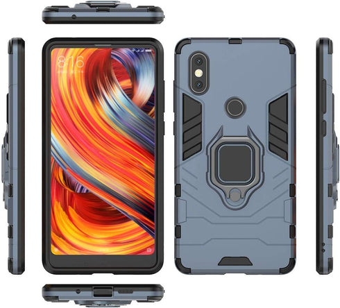 LuluMain Compatible with Xiaomi Mi Mix 2S Case, Metal Ring Grip Kickstand Shockproof Hard Bumper Shell (Works with Magnetic Car Mount) Dual Layer ...