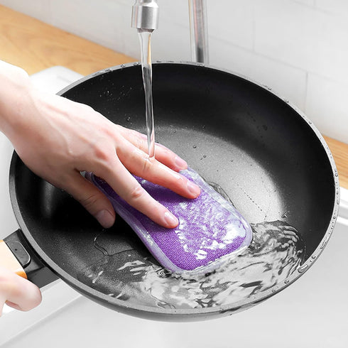 6 Pack Multi-Purpose Scrub Sponges for Kitchen 6 Colors, Non-Scratch Microfiber Sponge with Heavy Duty Scouring Power, Effortless Cleaning of Dish...