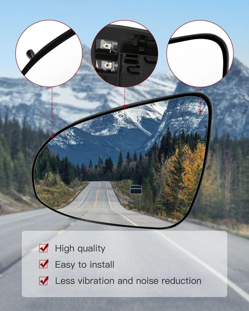 cciyu Left Side Mirror Glass Chrome Heated Flat Towing Mirror Glass Fits for 2012-2017 For Toyota Camry Driver Side Mirror Glass 8K0949102E-AUT...