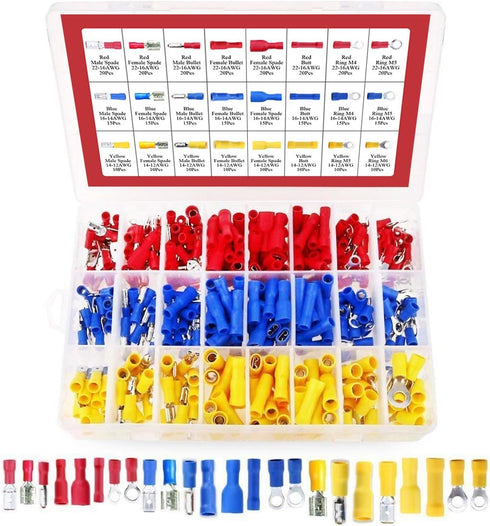 Hilitchi 360 Pcs Assorted Insulated Electrical Electrical Wire Terminals Crimp Connectors Spade Set...