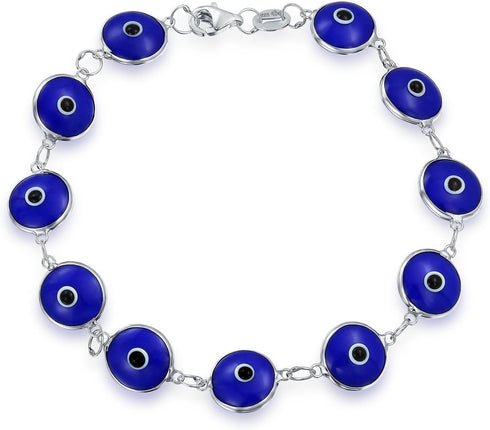 Protection Good Luck Amulet Turkish Translucent Glass Bead Evil Eye Bracelet For Women Teen Gold Plated .925 Sterling Silver Red Yellow Orange Blu...