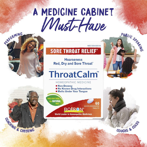 Boiron ThroatCalm Tablets for Pain Relief from Red, Dry, Scratchy, Sore Throats and Hoarseness - 120 Count (Pack of 2)...