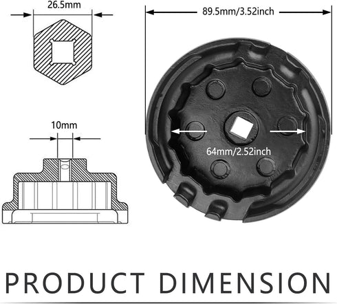 Oil Filter Wrench Compatible with Toyota 4Runner Sienna Tundra Tacoma with 2.5L to 5.7L Engines,Car Accessories 64mm Oil Filter Removal Tool with ...