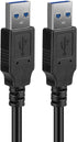 USB Flush Mount Cable, 1 Meter 3ft Dual USB 3.0 Ports Panel Mount, Dash Mount, Flush Mount Extension Cable for Car Boat Motorcycle or Other Surfac...