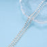 Bohemia Layered Pearl Choker Necklace Silver Cz Tennis Chain Necklace Floating Pearl Necklace Sparkly Rhinestone Clavicle Necklace Jewelry for Wom...