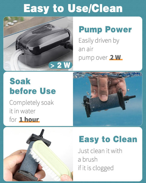 Pawfly Aquarium Air Stone for Air Pump 3 Inch Fish Tank Air Stone Bubbler Cylindrical Bubble Release Tool Oxygen Diffuser for Fish Tanks Buckets S...