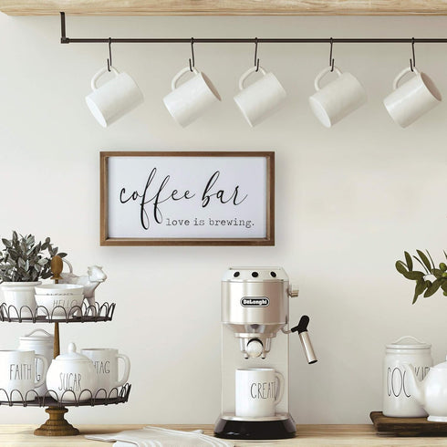 VILIGHT Farmhouse Coffee Bar Sign - Love Is Brewing - 16" x 9" MDF Wood - Wall Mount or Freestanding...