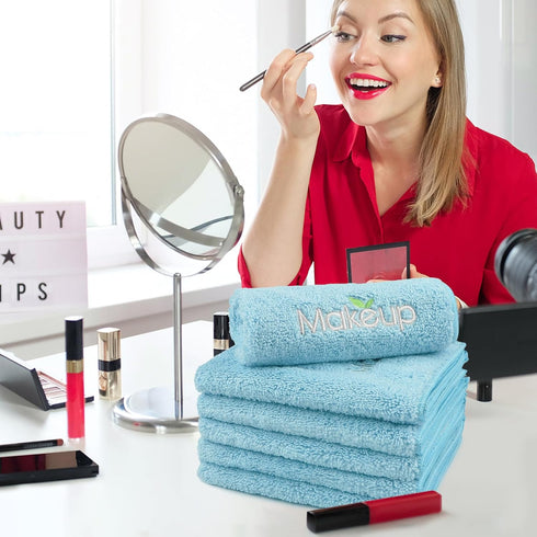 Orighty Makeup Remover Wash Cloths - Super Soft Microfiber Face Towel, Absorbent Washcloths for Cleansing, Fingertip Face Towels for Makeup Remova...