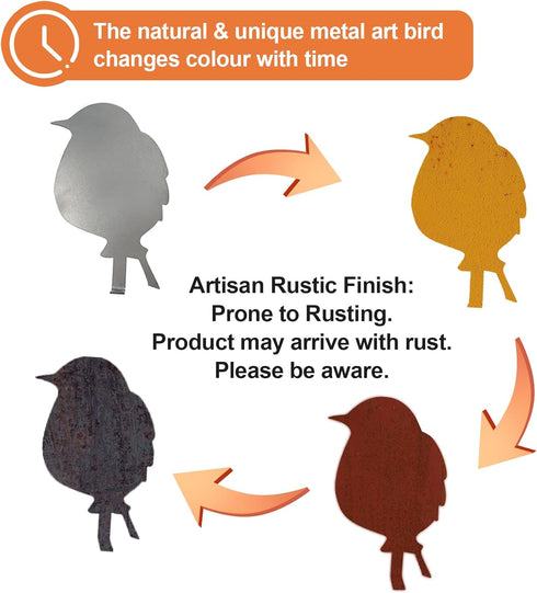 Rusty Birds Decoration, Metal Birds Statues, Lifelike Patina Metal Birds Garden Ornaments Silhouette, Garden Fence Decor Country Yard Art Gardenin...
