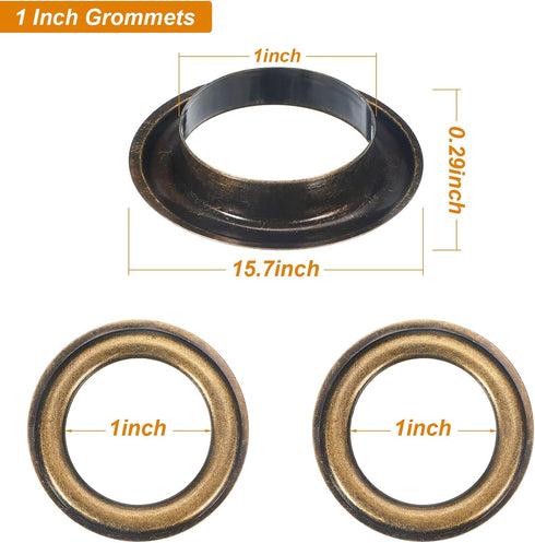 25 Sets 1 Inch Grommets Kit Metal Eyelets with Washers Curtain Grommet for Leather, Tarp, Canvas(Bronze)...