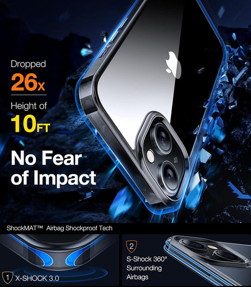 TORRAS Diamond Clear Designed for iPhone 15 Plus Case & iPhone 14 Plus Case, Anti-Yellowing, Military Grade Protection, Shockproof Hard Back Slim ...