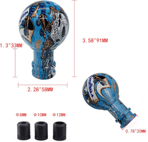 Acrylic Gear Shift Knob Graffiti Pattern Gear Shift Knob Stick Manual Transmission Gear Stick Lever Shifter Knob 3 Adapters...