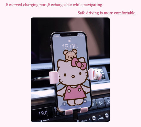 Cute Phone Mount for Car, Pink Cat Air Vent Clip Car Phone Holder Mount Fit for All Cell Phone, Pretty Car Accessories for Women and Girls......