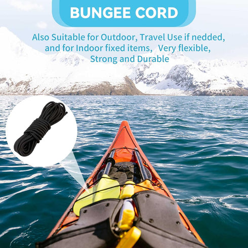 Deck Rigging Kit Accessory - 19.7 FT Bungee Cord with Deck Loops Tie Down Pad Eyes and J - Hooks and Bungee Cord Hook Screws & Rivets for Kayaks C...