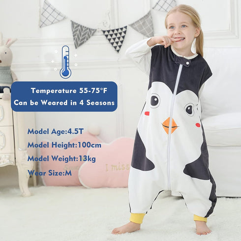MICHLEY Toddler Sleeping Sack with Feet Newborn Infant Sleeveless Sleeping Bag 2-Way Zipper Baby Wearable Blanket for Walkers,Penguin,3-5T...