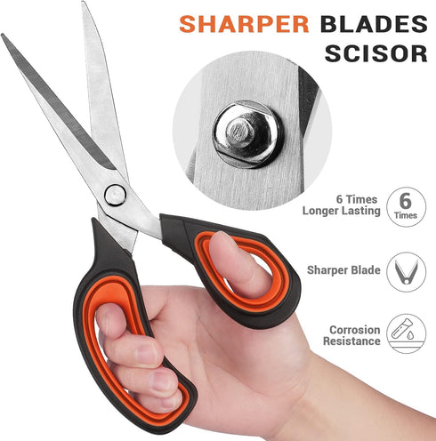 Premium Tailor Scissors Heavy Duty Multi-Purpose Titanium Scissors Professional for Leather Cutting Industrial Sharp Sewing Shears (2 Pack), Red/G...