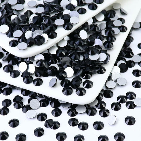 1440PCS SS4 Black Flatback Rhinestones, Round Glass Crystal Gems for Nail Art and Craft Clothes, Glue Fix Diamond Stones (1.5-1.7mm)...