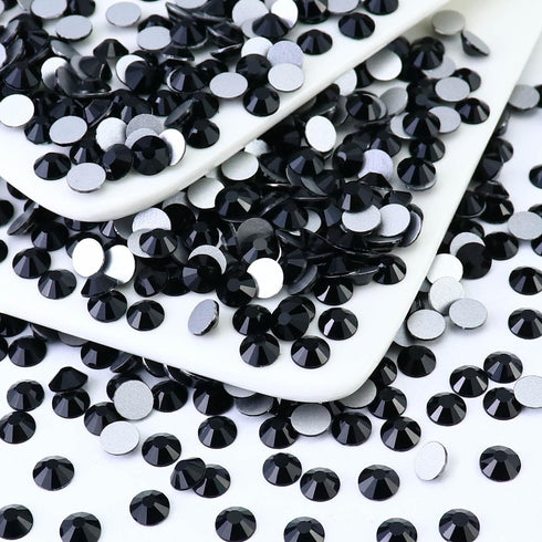 288PCS SS30 Crystal Glass Flatback Rhinestones, Black Round Flat Back Crystal Gems for Nail Art and Craft Clothes, Glue Fix Diamond Stones (6.4-6....