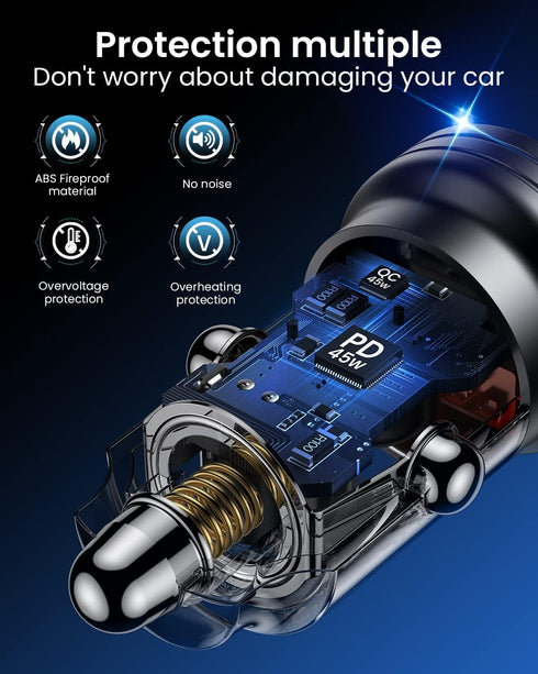 USB C Car Charger, 90W Cigarette Lighter USB Charger, Fast Charging Car Charger with PD & QC 3.0, Car Phone Charger for iPhone 15 Series, Galaxy S...