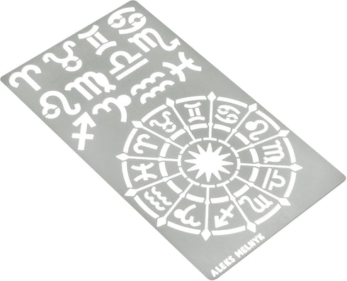 Aleks Melnyk No.29 Metal Journal Stencil, Zodiac Circle Symbols, Stainless Steel Stencil 2 PCS, Template for Wood Burning, Pyrography, Engraving, ...