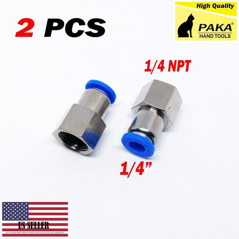 2 x Pneumatic Female Connector Air Push In Fitting Straight Tube OD 1/4 X NPT 1/4...