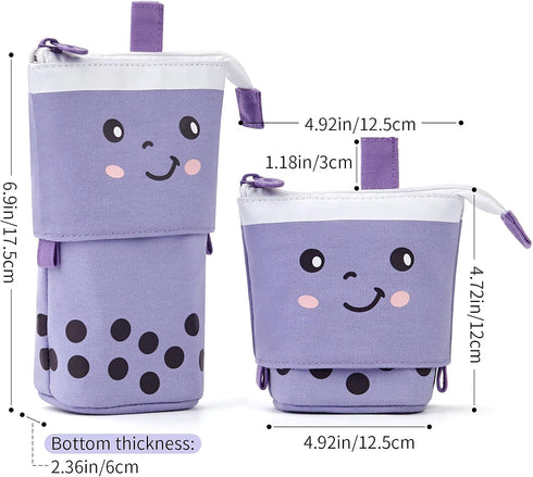 ANGOOBABY Standing Pencil Case Cute Telescopic Pen Holder Kawaii Stationery Pouch Makeup Cosmetics Bag for School Students Office Women Teens Girl...