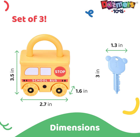 Dazmers Lock and Key Toy - Kids Educational Toy with 3 Locks (3.5x2.7 inches) and 3 Keys (3x1.3 inches) - Unique Way for Toddlers to Learn Numbers...