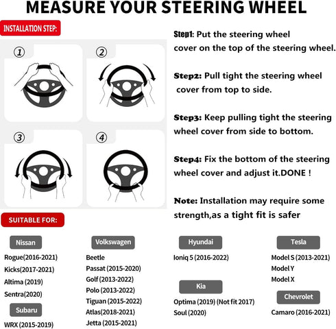 D Shape Steering Wheel Cover,Universal 15 Inch Auto/Car/SUV Black Leather Steering Wheel Wrap with Better Sport Grip for Men Women,Fit D Shaped Fl...