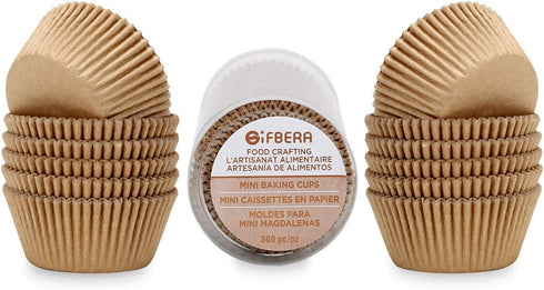 Gifbera Natural Mini Cupcake Liners Odorless Greaseproof Paper Muffin Baking Cups 300-Count, Natural Color...