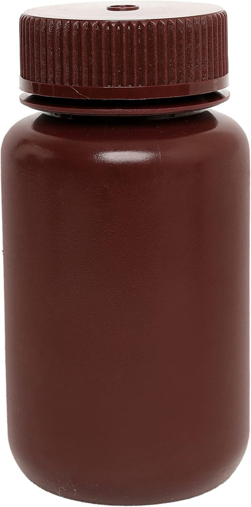 EISCO Reagent Bottle, Amber, 125mL - Wide Mouth with Screw Cap - HDPE Labs...