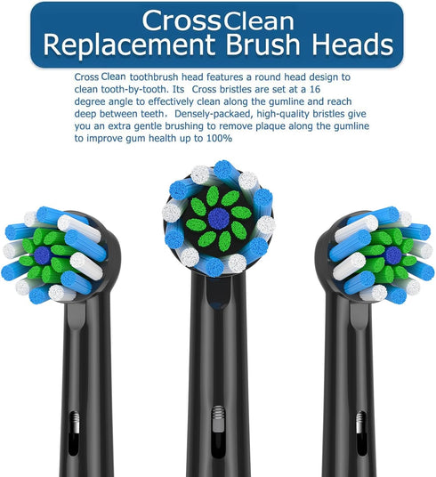 AOBAMA Replacement Toothbrush Heads Fits Oral B Braun 12 Pack for Clean Replacement Brush Heads Clean Heads Refill for Pro1000/3000/8000 (BALCK-12...