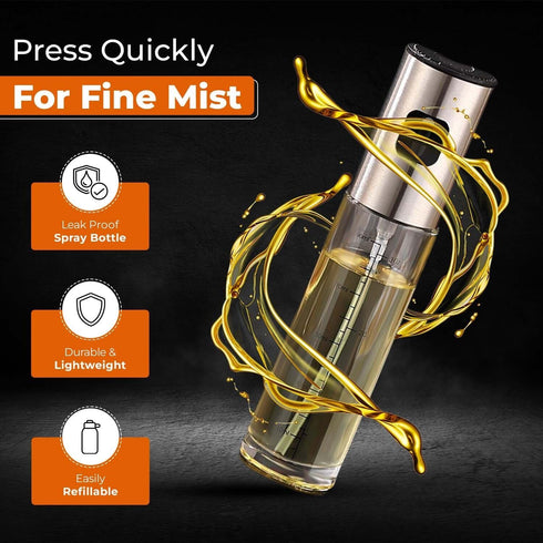 VIGOR PATH Oil Sprayer Mister - 100ml Stainless Steel Cooking Oil Sprayer Bottle for Air Fryer, BBQ, Salad, Baking, and Roasting - Refillable Oil,...