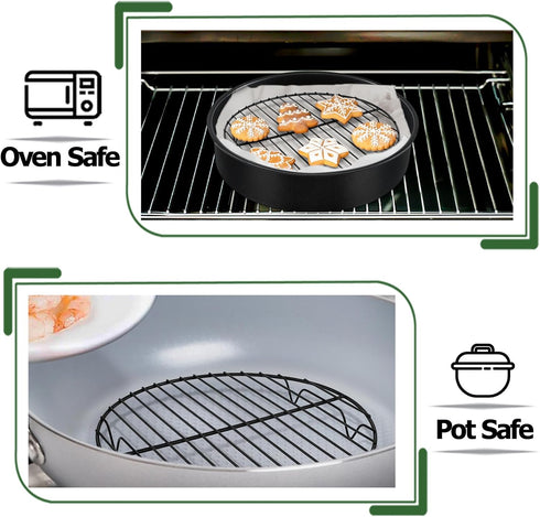 TeamFar Cooling Rack, 9inch Round Baking Wire Rack with Stainless Steel Core & Nonstick Coating, for Roasting Grilling Steaming, Non Toxic & Sturd...