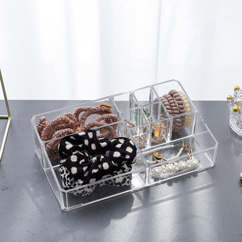 Yesesion Plastic Makeup Storage Organizer, Clear Cosmetics Display Case for Bathroom Counter, Dresser, Small Vanity Holder for Beauty Supplies, Ma...