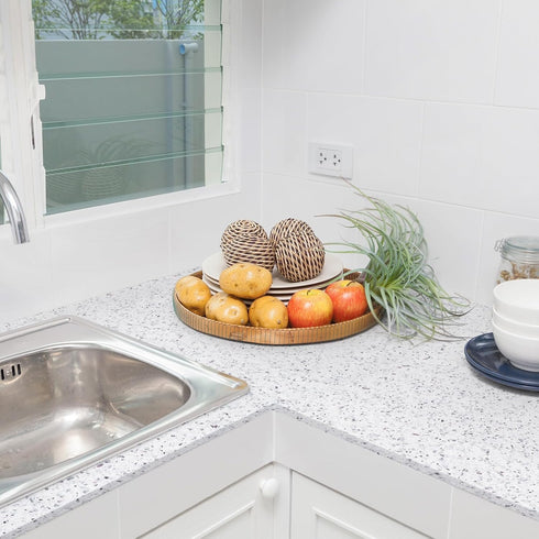 Decoroom Granite Contact Paper for Countertops 17.7 in X 118 in Waterproof Self Adhesive White Granite Marble Wallpaper Peel and Stick Countertops...