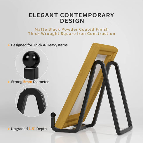 Plate Stands for Display - 4.5 Inch Metal Square Wire Plate Holder Display Stand + Picture Frame Stand Holder Easel for Book, Decorative Plate, Pl...