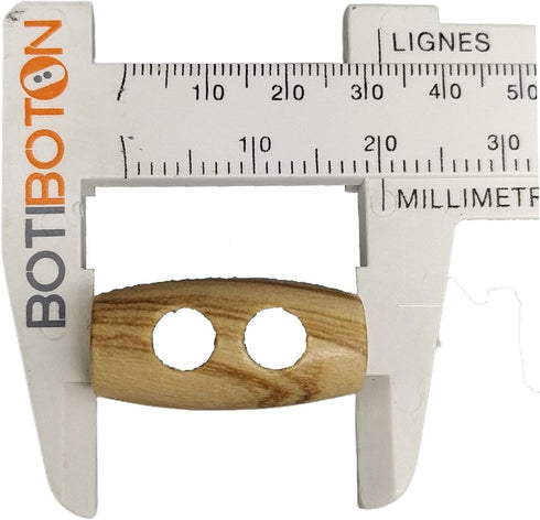 Natural Wood Toogle Button - 3 Sizes / 2 Models - Olive Wood - Sewing Accessory - Manufactured and Sent from Spain (20 mm)...