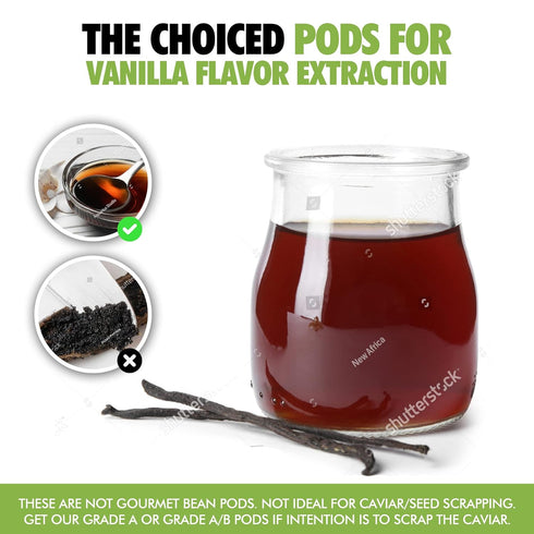 25 Organic Madagascar Vanilla Beans Grade B. Certified USDA Organic. 5"-7" Bulk by FITNCLEAN VANILLA| Bourbon Whole NON-GMO PODS....
