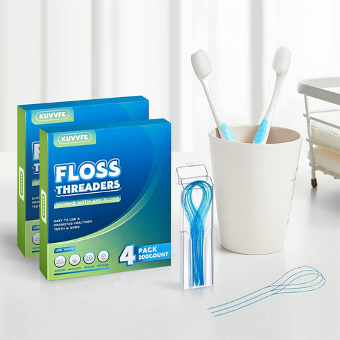 Floss Threaders,Deep Clean Floss for Braces, Bridges, Implants|200Count (Pack of 4)...