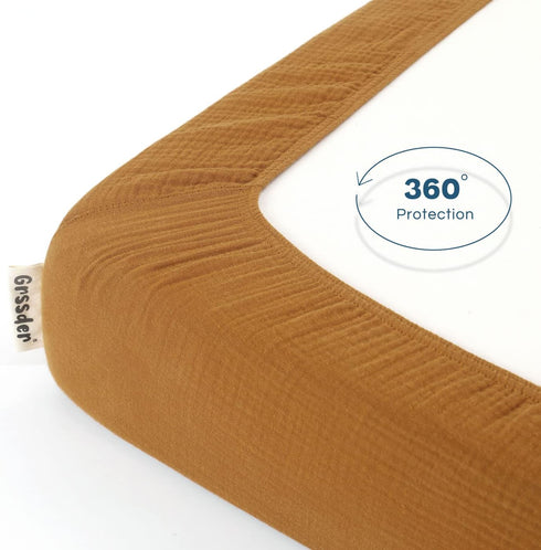 GRSSDER Soft Muslin Crib Sheet 1 Pack, 100% Cotton Crib Sheets for Boys and Girls, Fit Standard Crib Mattresses 52" x 28" Safe and Snug, Fall Yell...