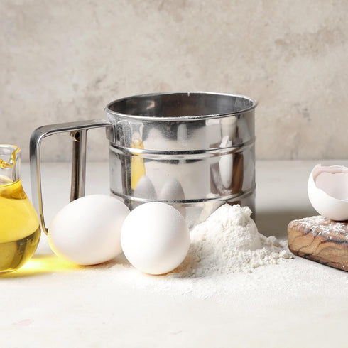 Flour Sifter, Stainless Steel Sifter for Baking, Double Layer Fine Mesh Baking Sifter, One Hand Press Crank Sifter for Powdered Sugar Shaker Duste...