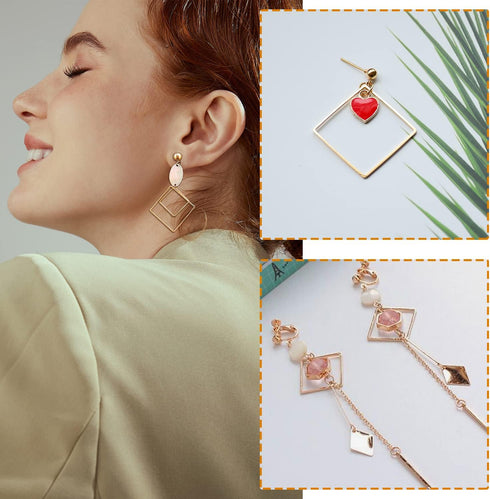 60Pcs Beading Hoop Earrings Finding, FUNCYboo Round Earring Hoops for Jewelry Making Earring Bulk DIY Crafts (60pcs (square triangle round))...